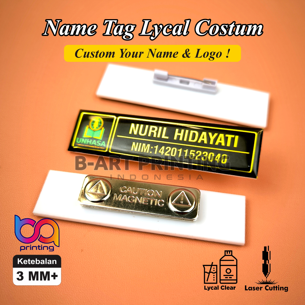 

HARGA GROSIR Papan Nama Nama Dada Name Tag Akrilik Gold / Dokter Guru Siswa Bidan Emas Coating Resin