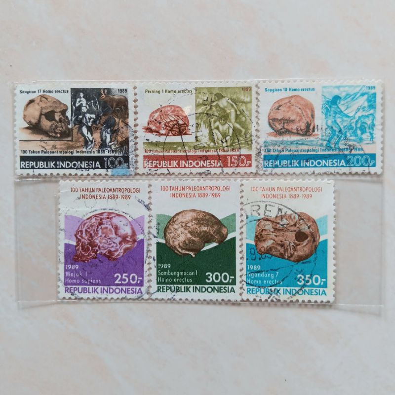 

(AB) Perangko Indonesia 1989 100 Tahun Paleoantropologi Indonesia Set Lengkap 6 pcs Used