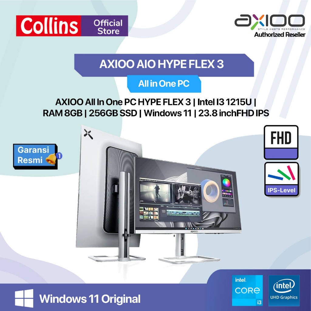 AXIOO AIO HYPE FLEX 5 I5 1235U 16GB 512GB WINDOWS 11 ORIGINAL 23.8FHD IPS