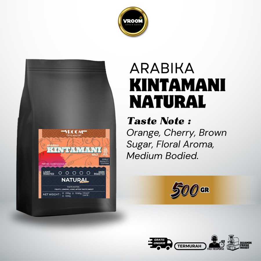 

Coffee Arabika Bali Kintamani Natural Roasted Bean Biji Matang Bubuk 500gram