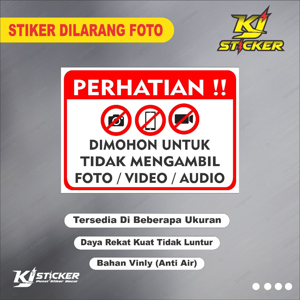 

Promo Sticker Dilarang Foto / Stiker Dilarang Merekam / Stiker Dilarang Mengambil Foto / Video / Audio