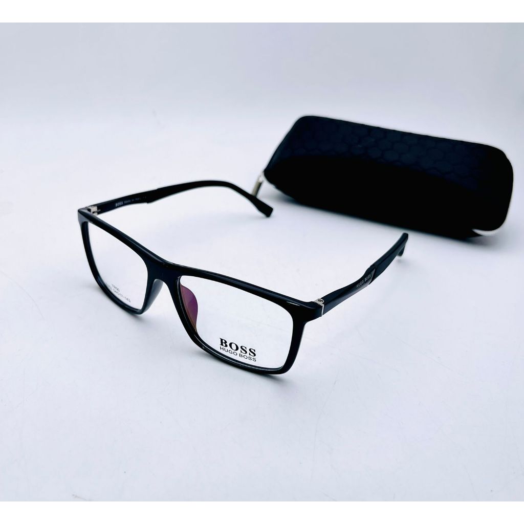 Fashion New Kacamata Frem Hugo Boss e053 Lensa Clear Frame Black Elegant