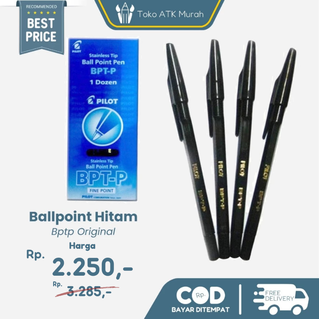 

Pulpen / Pen / Ballpoint Warna Hitam Pilot Bptp Asli Original