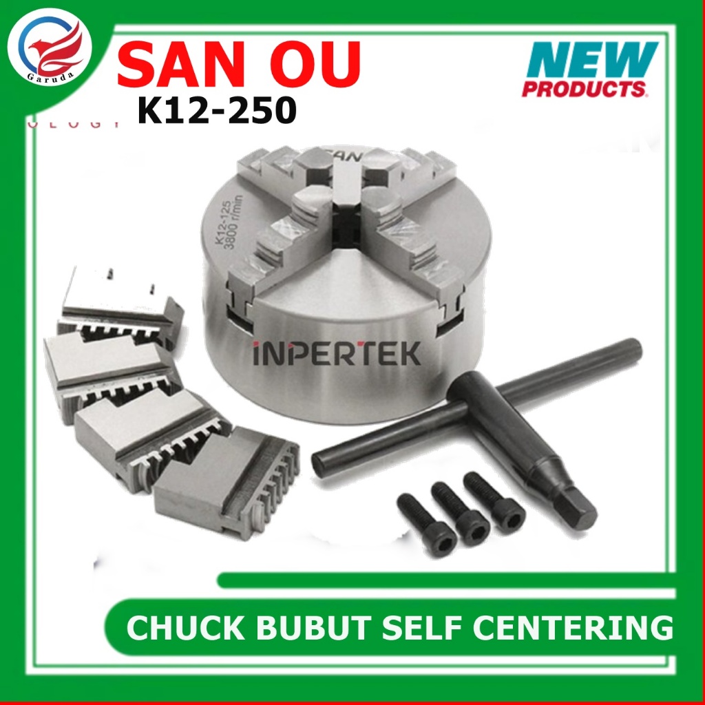 Chuck Bubut 10" 4 Jaw K12 250 Claw 10 Inch Cekam Kaki 4 Self Centering K12-250 CHUCK BUBUT MANUAL