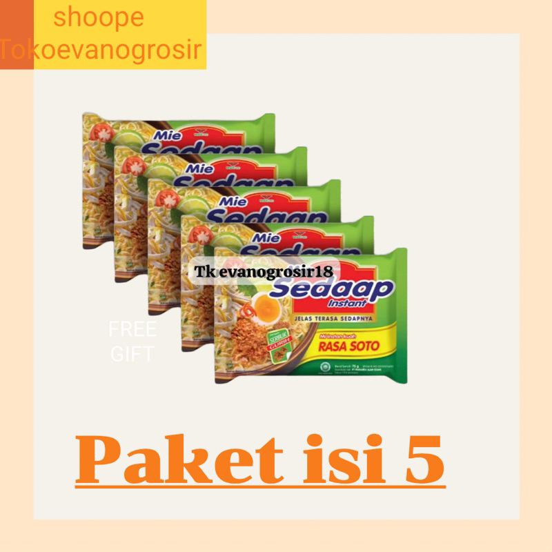 

5pcs SEDAAP Soto Mi Instan 75gr / Mie Instant Rasa Soto