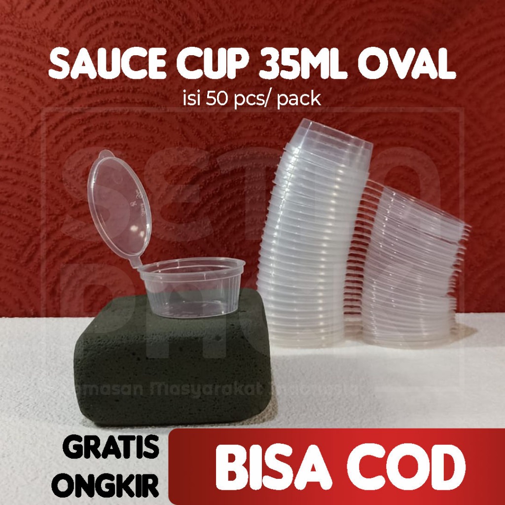 Thinwall Cup Saus Plastik 35ml OVAL Tempat Sambal Sambel Wadah Slime PER PACK