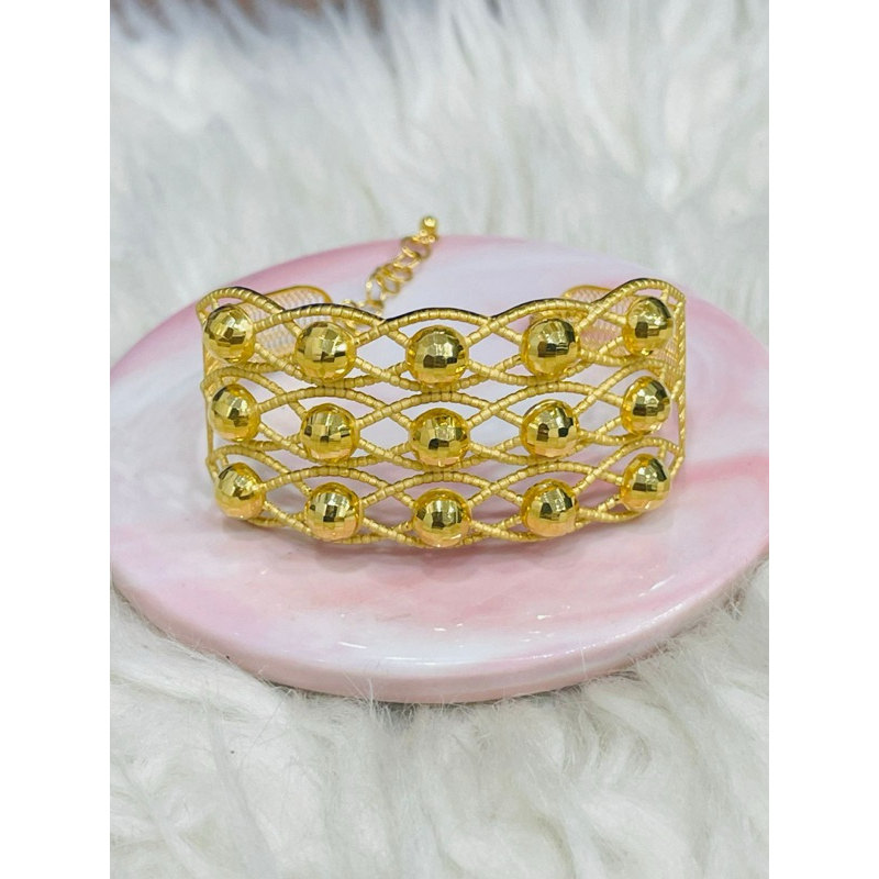 gelang bola bola kerawang ulir mewah elegant emas asli kadar 700