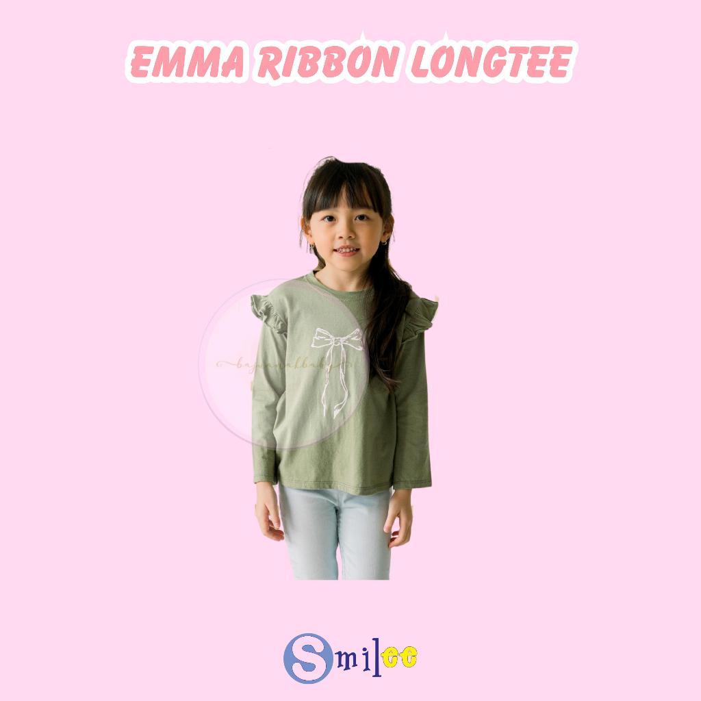 Smilee Emma Olive - Ribbon Longtee Anak Perempuan [Size 1-5 Th] Baju Kaos Cewek