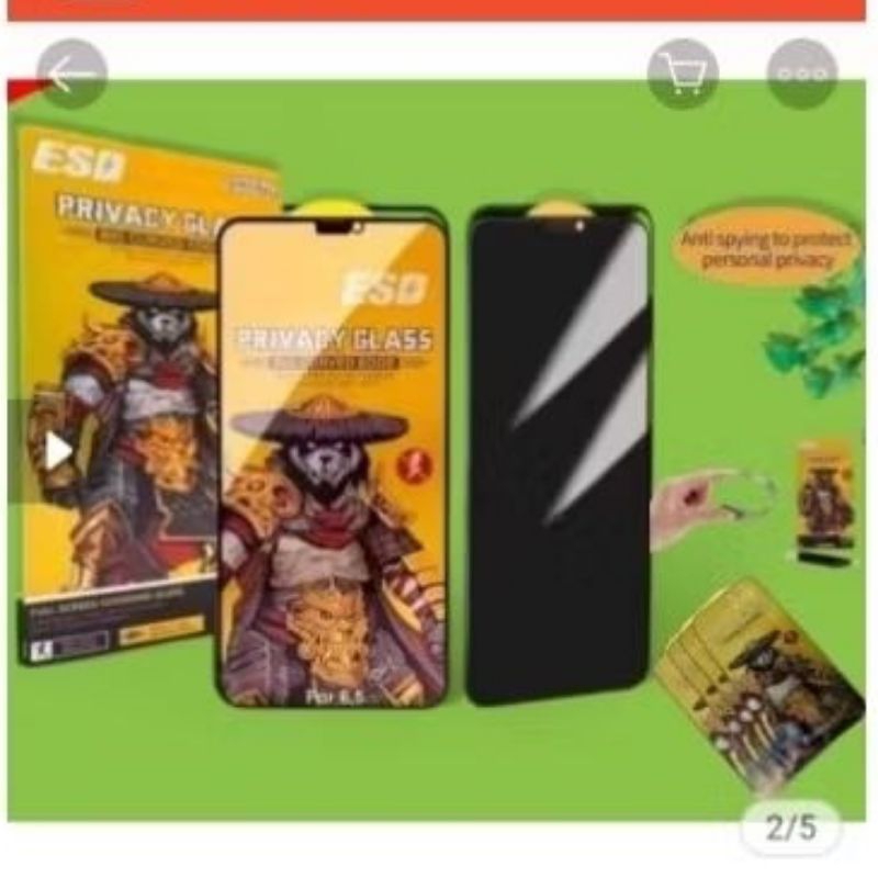 TEMPERED GLASS FULL ESD PRIVACY PANDA VIVO Y91 Y91C Y95 Y93