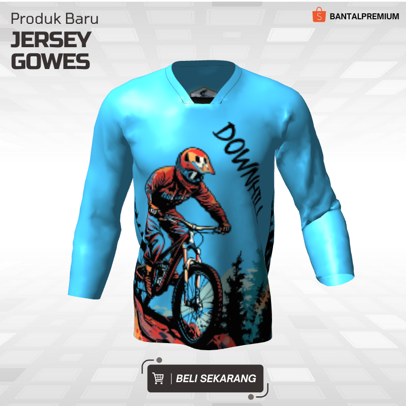 Kaos Jersey Gowes Sepeda Downhill Biru Motif Sepeda 22 - Jersey Custom Lengan Panjang