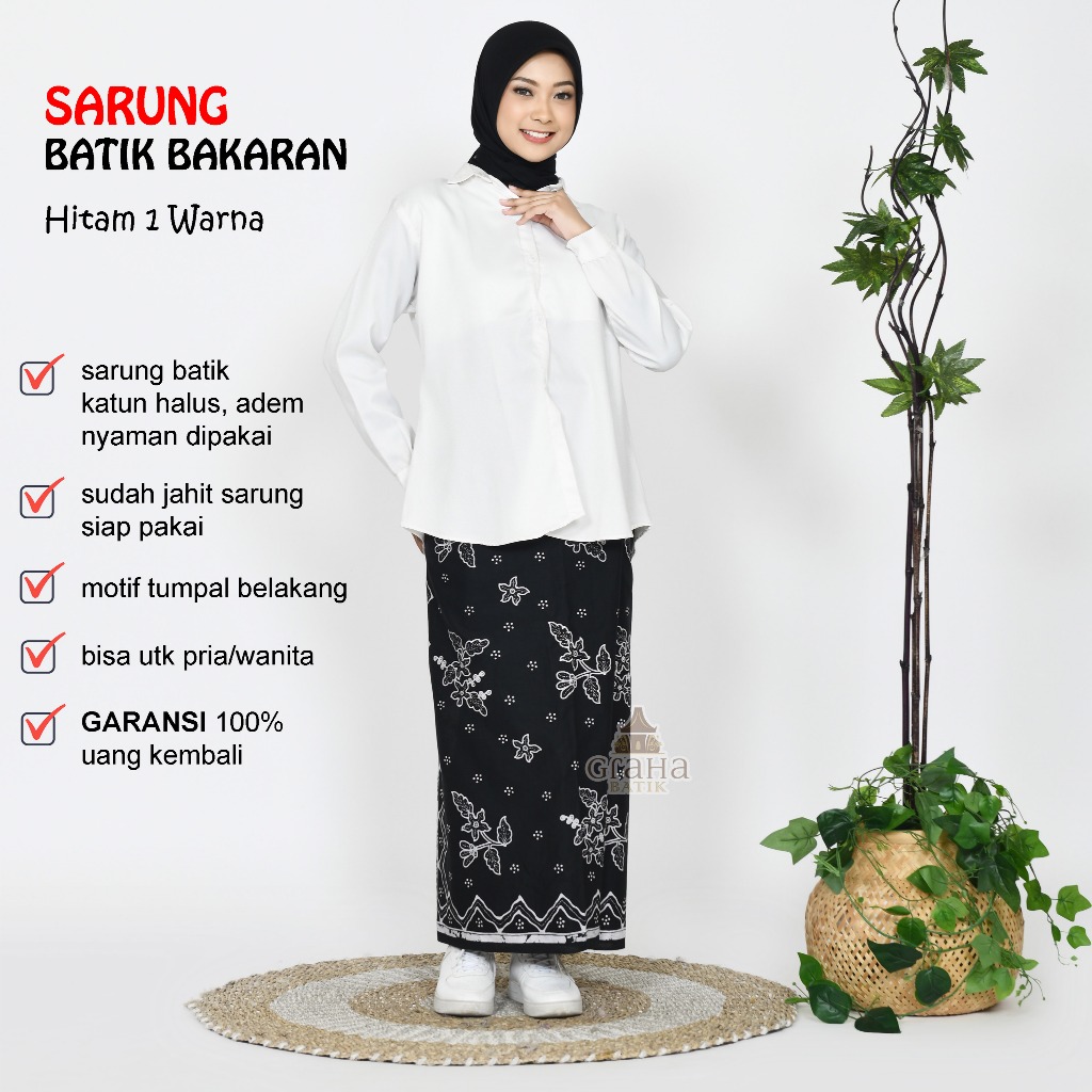 SARUNG BATIK BAKARAN PATI HITAM 1 WARNA