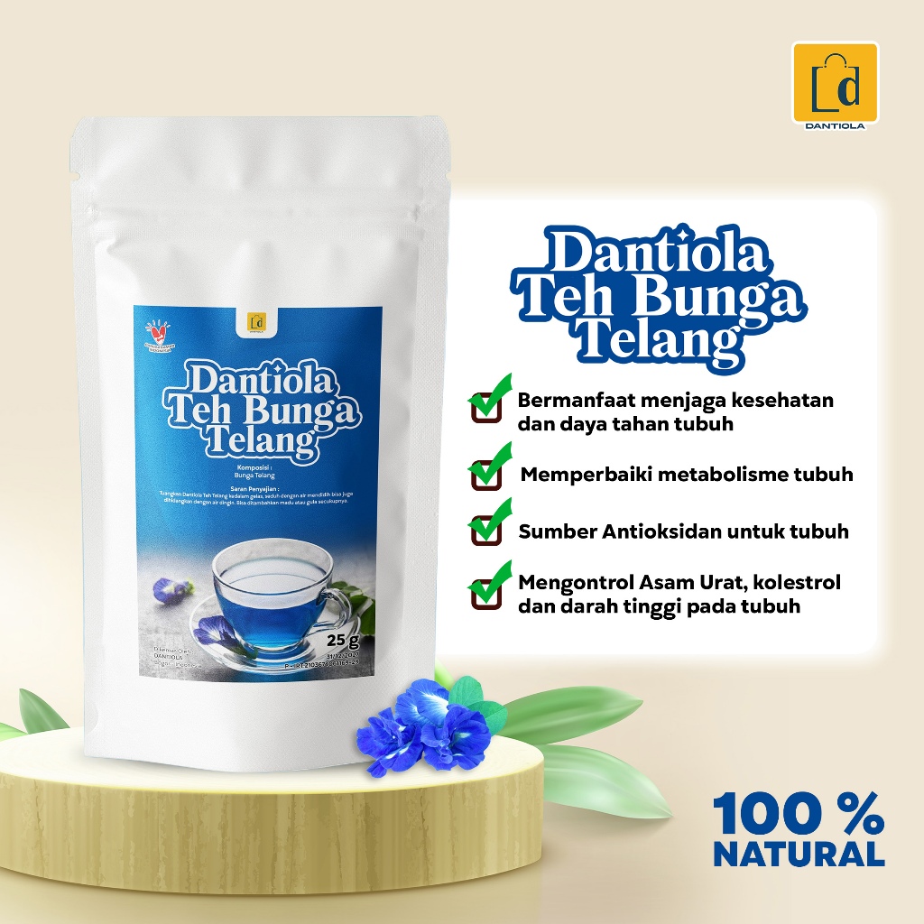 

Dantiola Teh Bunga Telang Kemasan 25 Gram