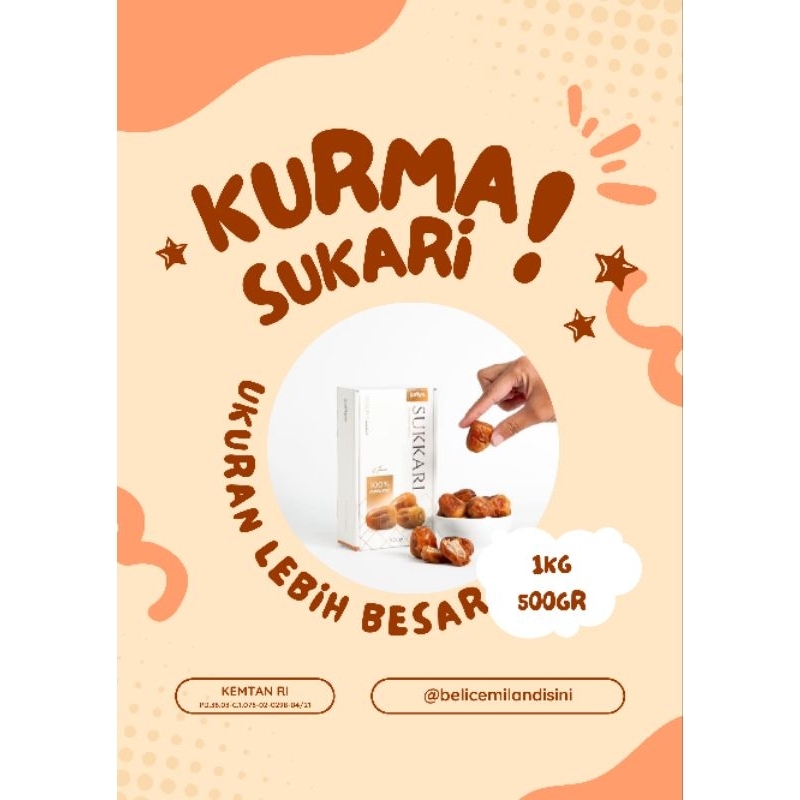 

Kurma Sukari kurma raja 1kg lembut manis legit premium Grade A