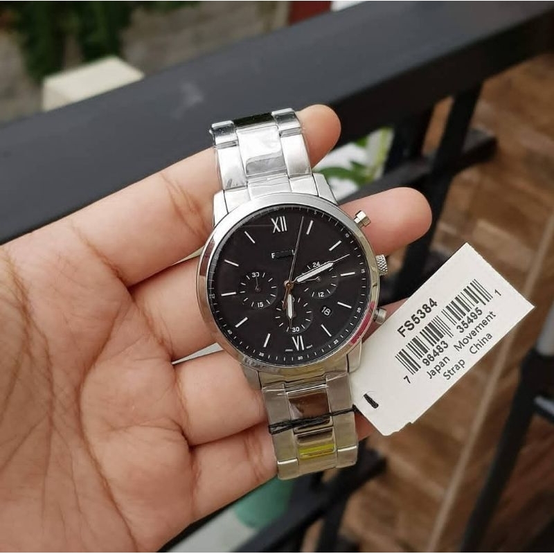 jam tangan pria original fs5384 fs 5384 neutra chronograph black dial stainless steel original garan
