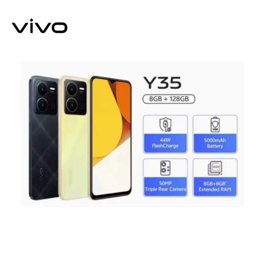 [EX DISPLAY] VIVO Y35 5G RAM 8/256GB Layar 6,58inci+44W FlasCharger+Camera 50MP Kelengkapan Fullset 