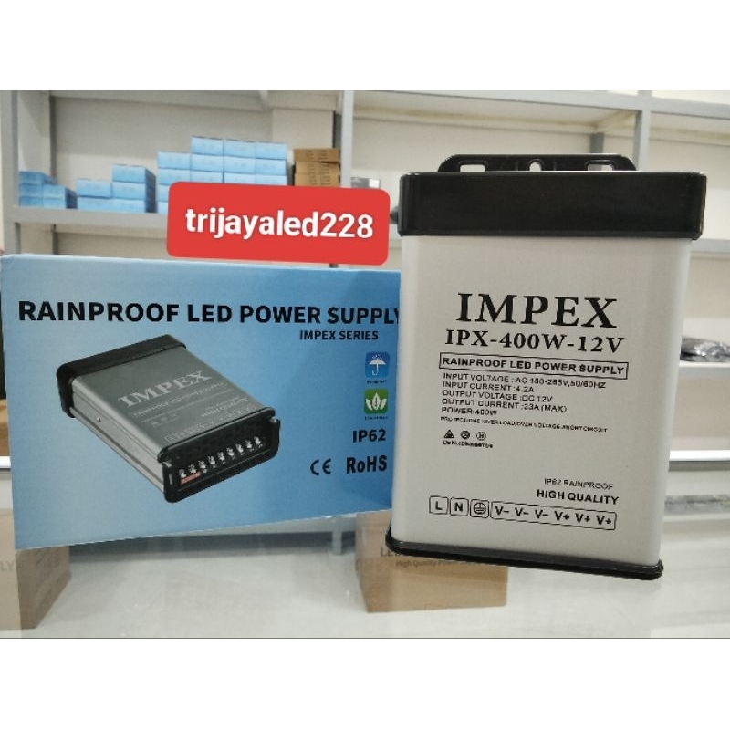 Led Power Supply Rainproof IMPEX 33,3A / 400W/ DC 12V
