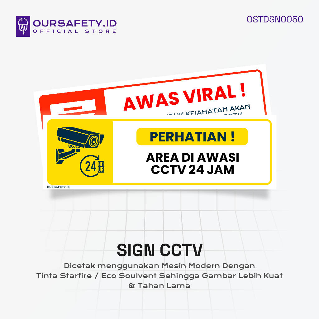 

Stiker Sign Area Di Awasi CCTV 24 Jam | PREMIUM - OURSAFETY.ID