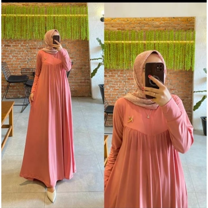 Gamis Keisya Jersey Tangan Handsock oleh Rfilly Original - Bahan Premium dan Busui Friendly