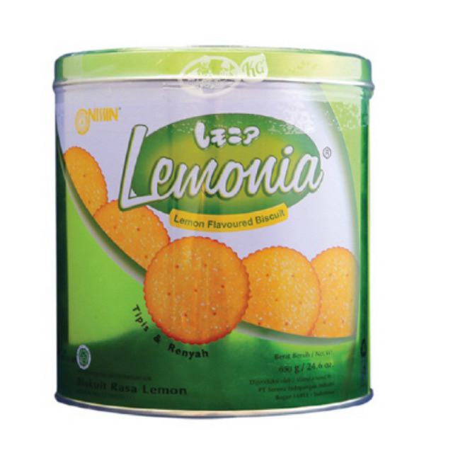 LEMONIA KALENG BISCUIT RASA LEMON 650gr /  Nissin Lemonia Biskuit Rasa Lemon Kaleng 650 g/NISSIN BIS