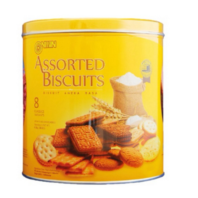 Nissin Biscuit Assorted Yellow 700gr kemasan kaleng/ NISSIN Assorted Biscuits Kaleng 650 g/NISSIN KA