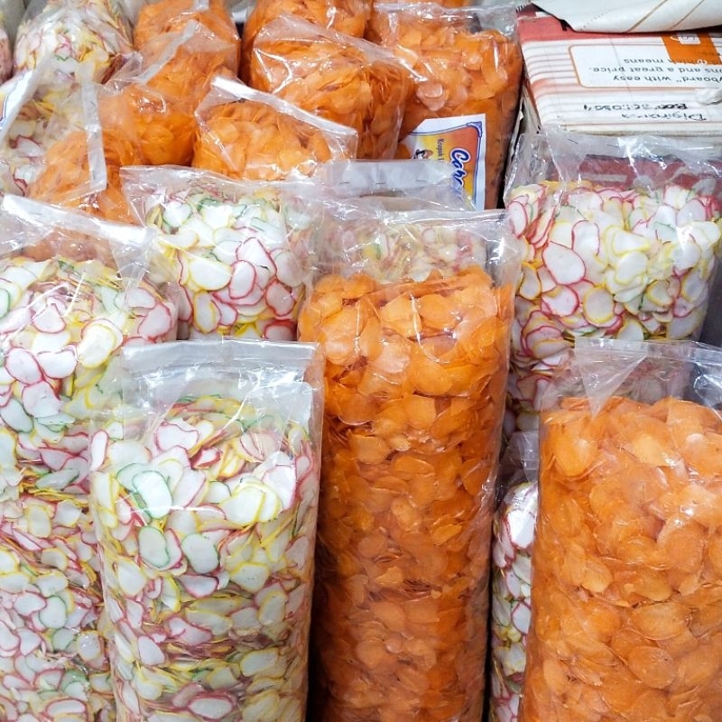 

TERMURAH 5KG Kerupuk Merah Seblak Bawang Warna Warni Mentah Enak Wangi