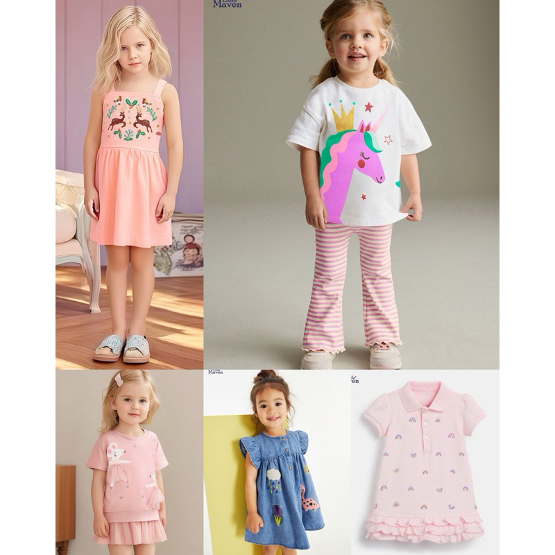 Little Maven - Mix Dress Denim dan Dress Pelangi