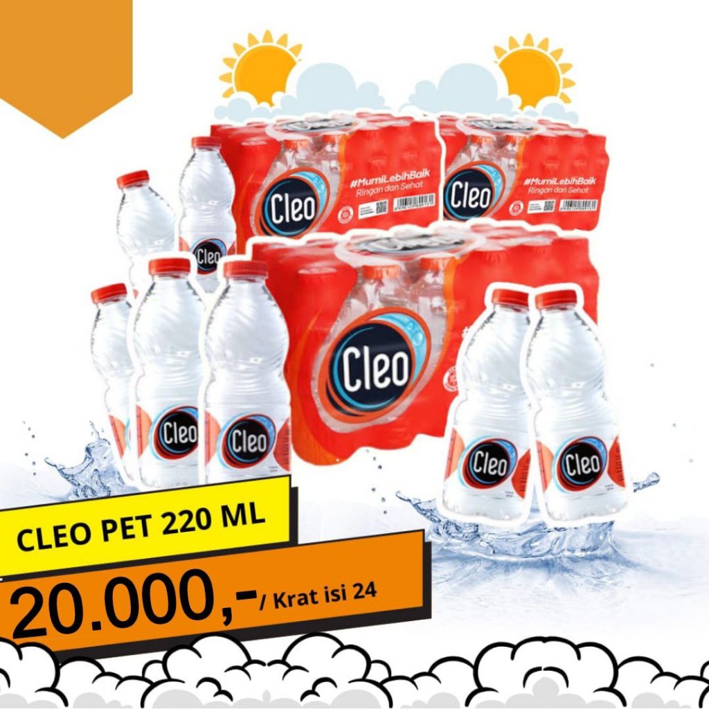 

(1 Krat isi 24 Botol) Air Mineral Kemasan Merk Cleo 220 ML dan Nestle Pure Life 330 ML