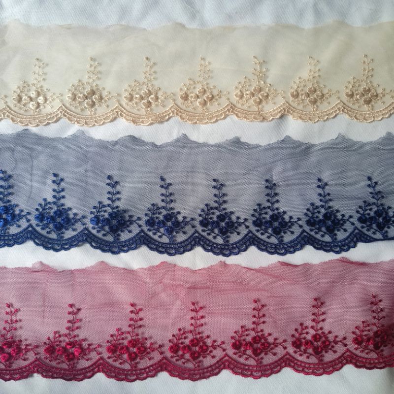 Renda tile, renda tulle, renda bordir (per roll 15yard)