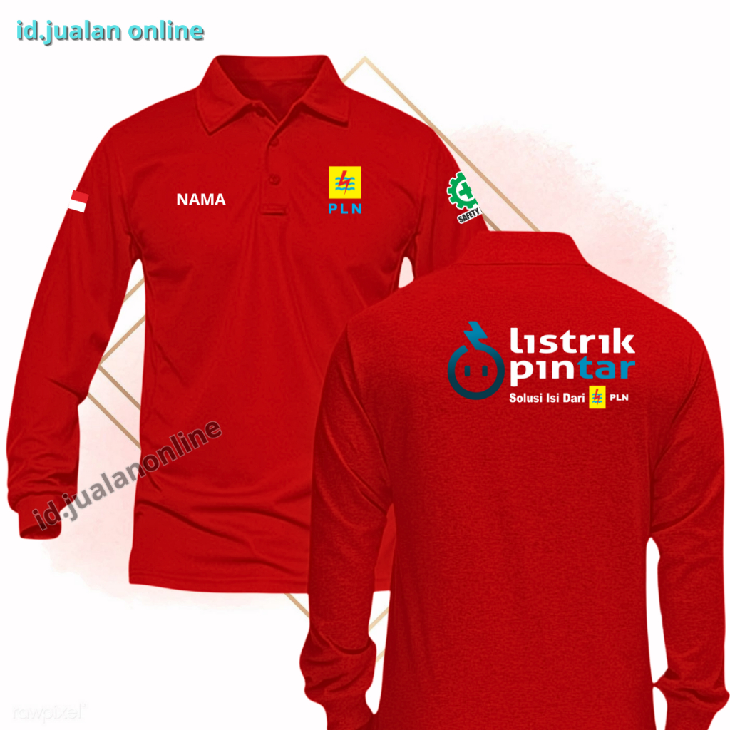 Kaos Poloshirt Lengan Panjang PLN Listrik Pintar Baju Polo Berkerah Atasan Pria Dan Wanita unisex