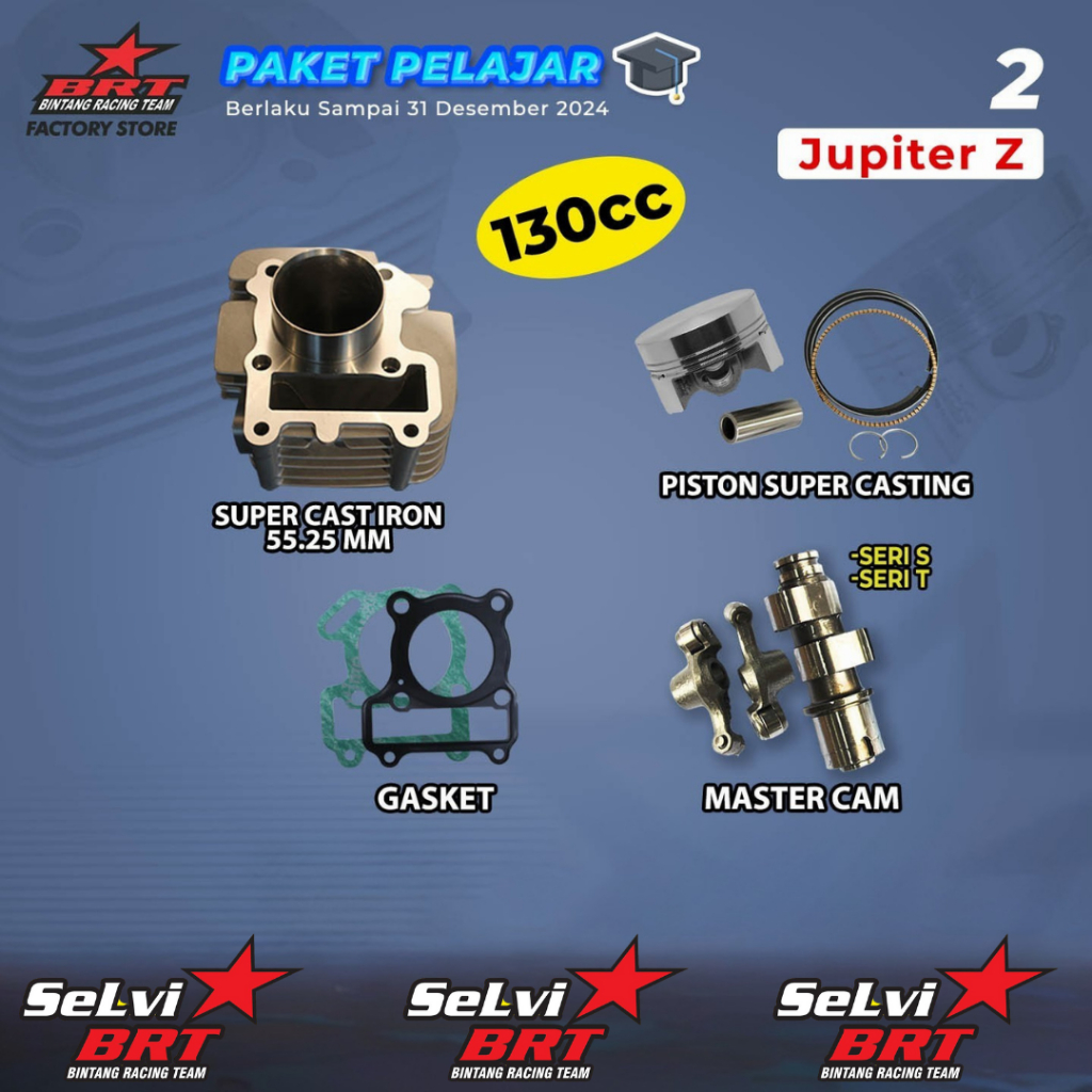 PAKET BORE UP BRT JUPITER Z VEGA R BLOK SET PISTON CAM NOKEN AS BRT JUPITER Z 110 VEGA R NEW 130CC B