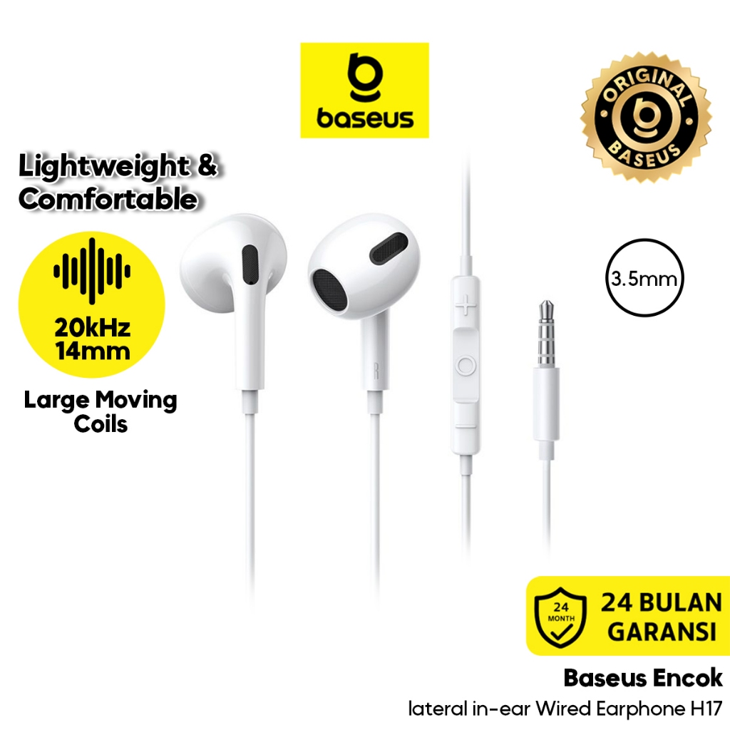 Baseus Headset Kabel H17 Audio Jack 3.5mm Encok Earphone Bass Headset Gaming