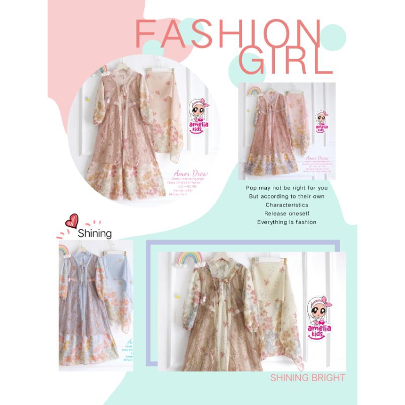 dress anak perempuan  by amelia kids ready amor/bery/armina/princes