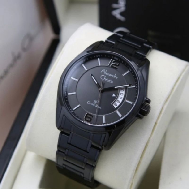 JAM TANGAN PRIA Alexander Cristie AC8289 full black ORIGINAL 100%