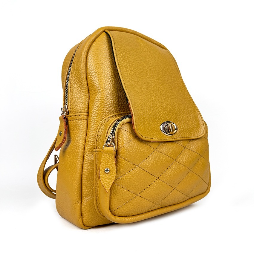 Tas Ransel Wanita Backpack Gendong Kuliah Kerja Korea Tutup Kunci 100% Bahan Kulit Sapi Asli Garut