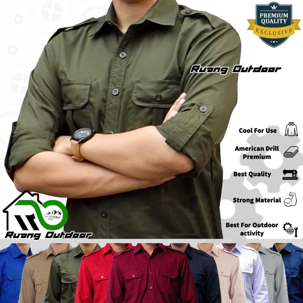 PDL PDH Lapangan Kemeja PDL PDH Lapangan Lengan Panjang Seragam Pria Wanita Outdoor Gunung Taktikal 