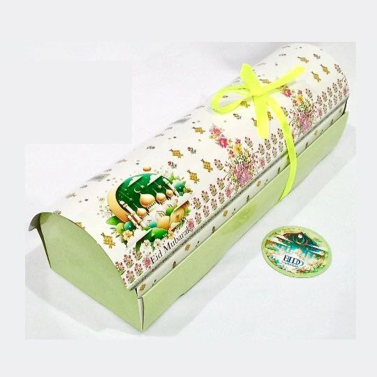 

( 10pcs ) Box bolu gulung motif lebaran idul fitri 25x10x9 cm dus roll cake kotak kemasan kue bolgul
