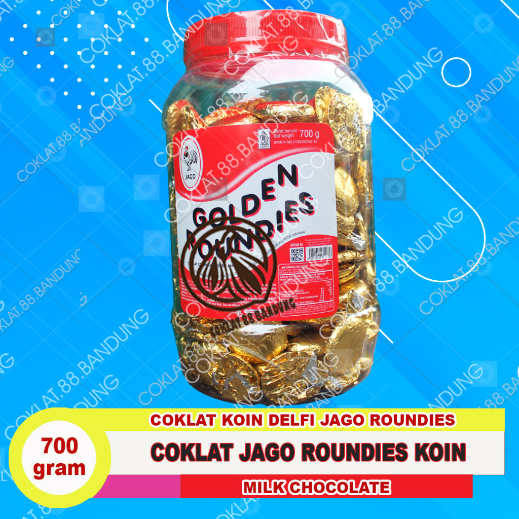 

COKLAT JAGO GOLDEN ROUNDIES 700 GRAM ex 850 GR, COKELAT DELFI KOIN JAGO MILK CHOCOLATE