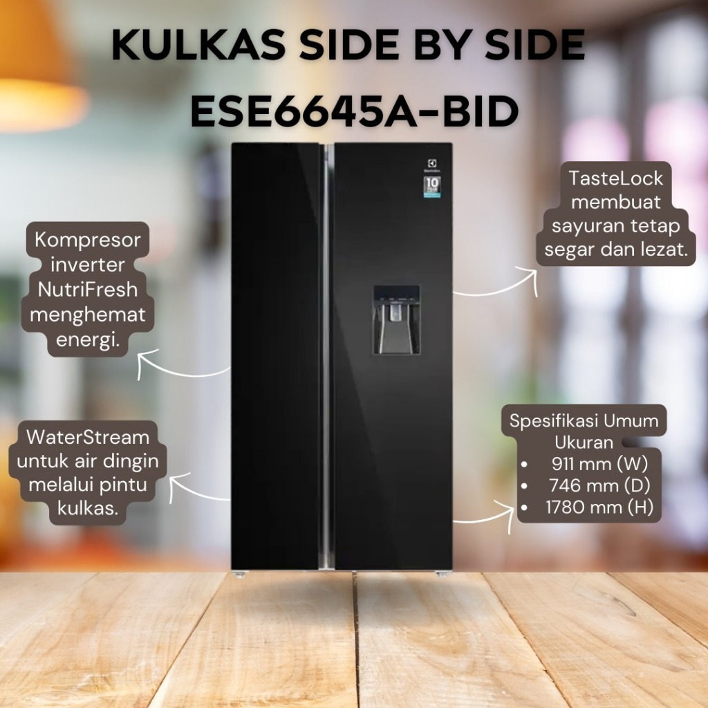 "PROMO" ELECTROLUX Kulkas 2 Pintu Side-by-Side Refrigerator - ESE 6645 A - BID