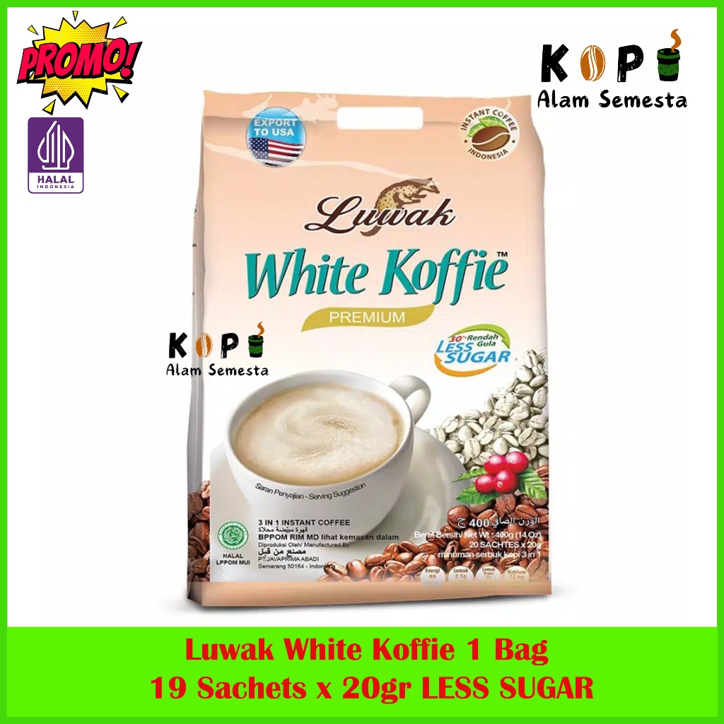 

Luwak White Koffie Premium LESS SUGAR 1Bag 19 Sachets x 20gr