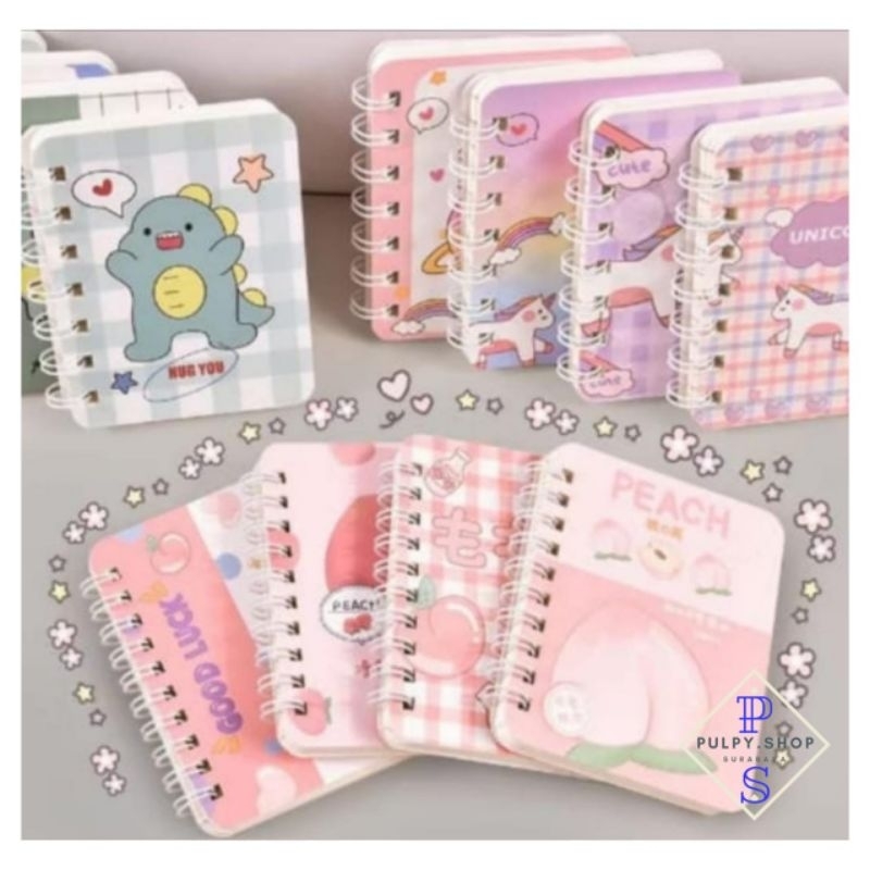 

Buku Kecil Catatan Kartun Memo A7 80 Lembar Notebook Ring Motif Karakter Notepad Alat Tulis Portable