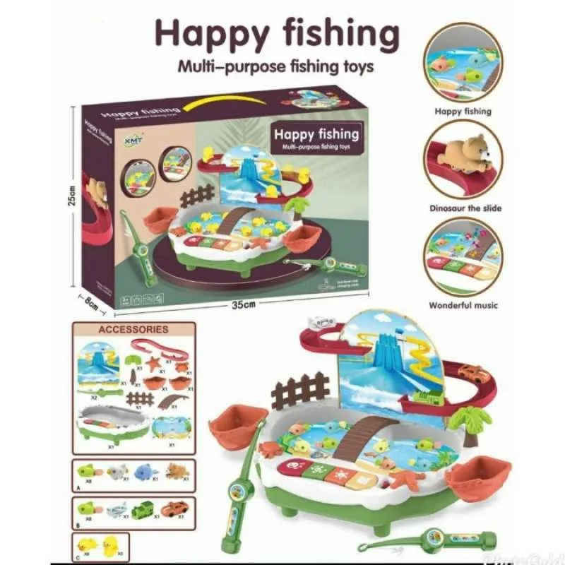 HAPPY FISHING Mainan Anak Fishing Game 2in1 Pancing Ikan And Track
