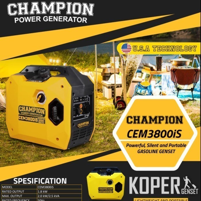 PROMO TERMURAH Genset Mini 2000 Watt Champion CEM3800iS USA Technology