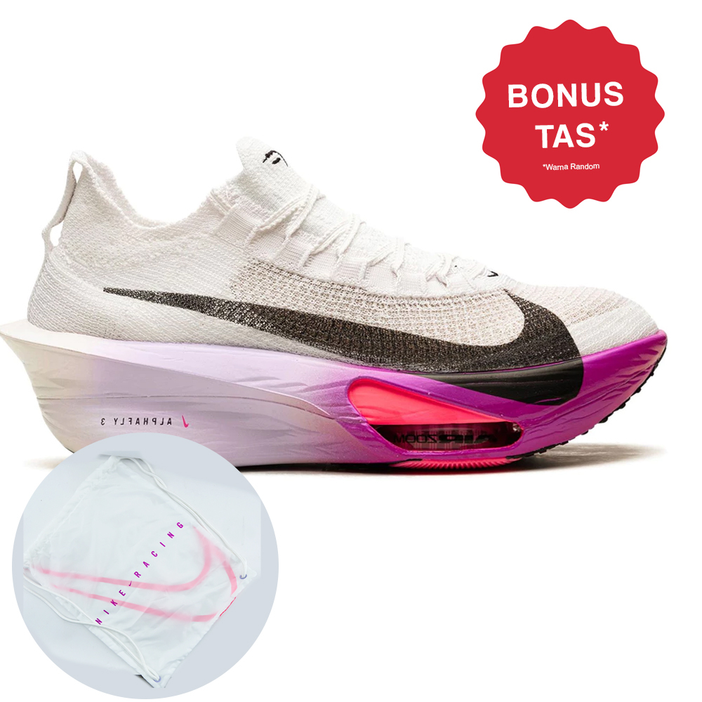 NIKE Air Zoom Alphafly Next% 3 White/Black Purple Agate 100% Original - Sepatu Olahraga Lari Running