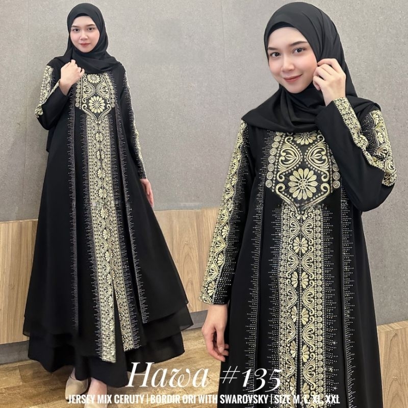 Gamis Abaya Turkey Hawa Zarina Maxy Dress Perempuan Baju Hari Raya Muslim