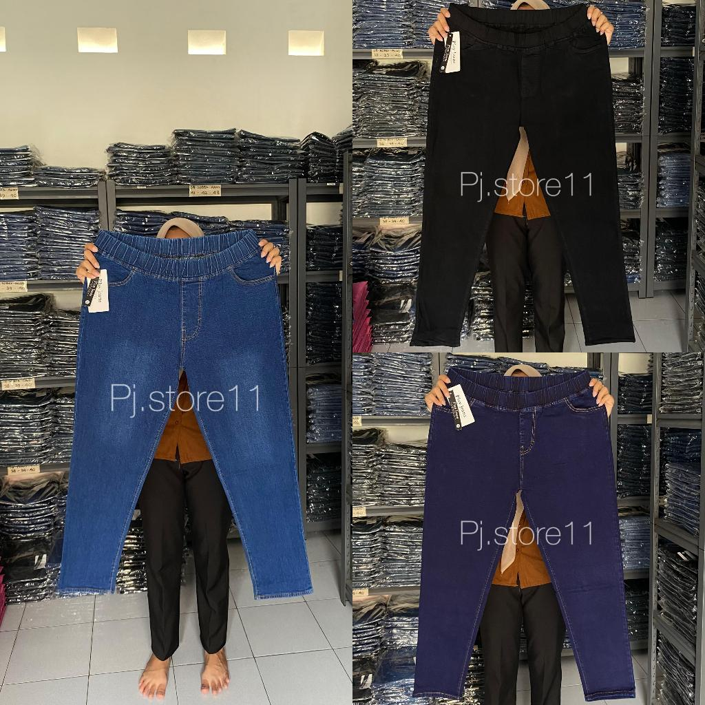 Play Jeans Legging Jeans Jumbo Jeans Pinggang Karet Jumbo Celana Jeans Bigsize
