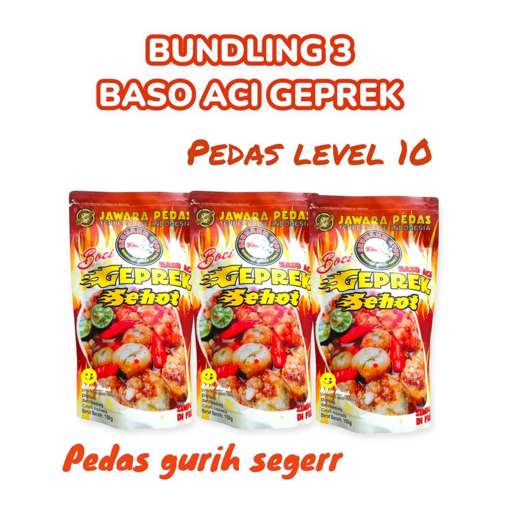 

Bundling 3 Baso Aci Sehot Geprek Jawara Pedas Kuah Instan Makanan