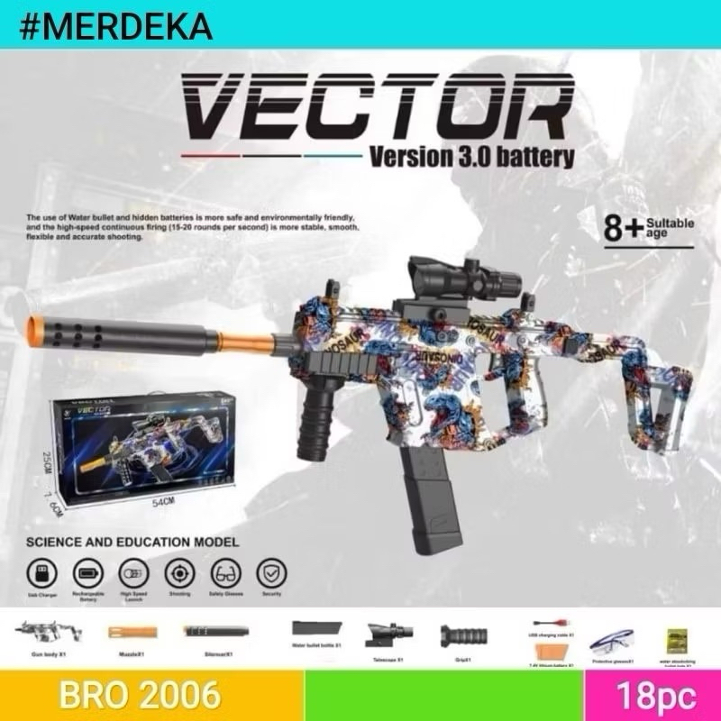 Mainan Anak Tembakan Watergel Electric Vector Baterai Charge Toy