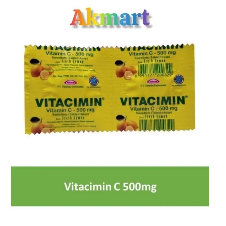 Vitacimin C 500 mg lemon Tablet Hisap Perstrip vitamin c xonce