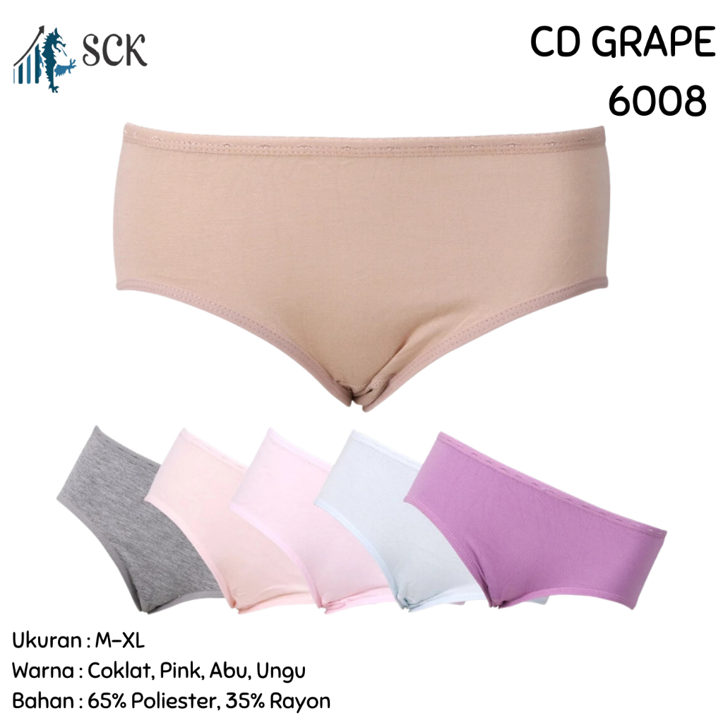 [ISI 3] Celana Dalam GRAPE 6008 - 118 Halus / CD Ukuran M-XXL Bahan Katun / Pakaian Dalam Wanita