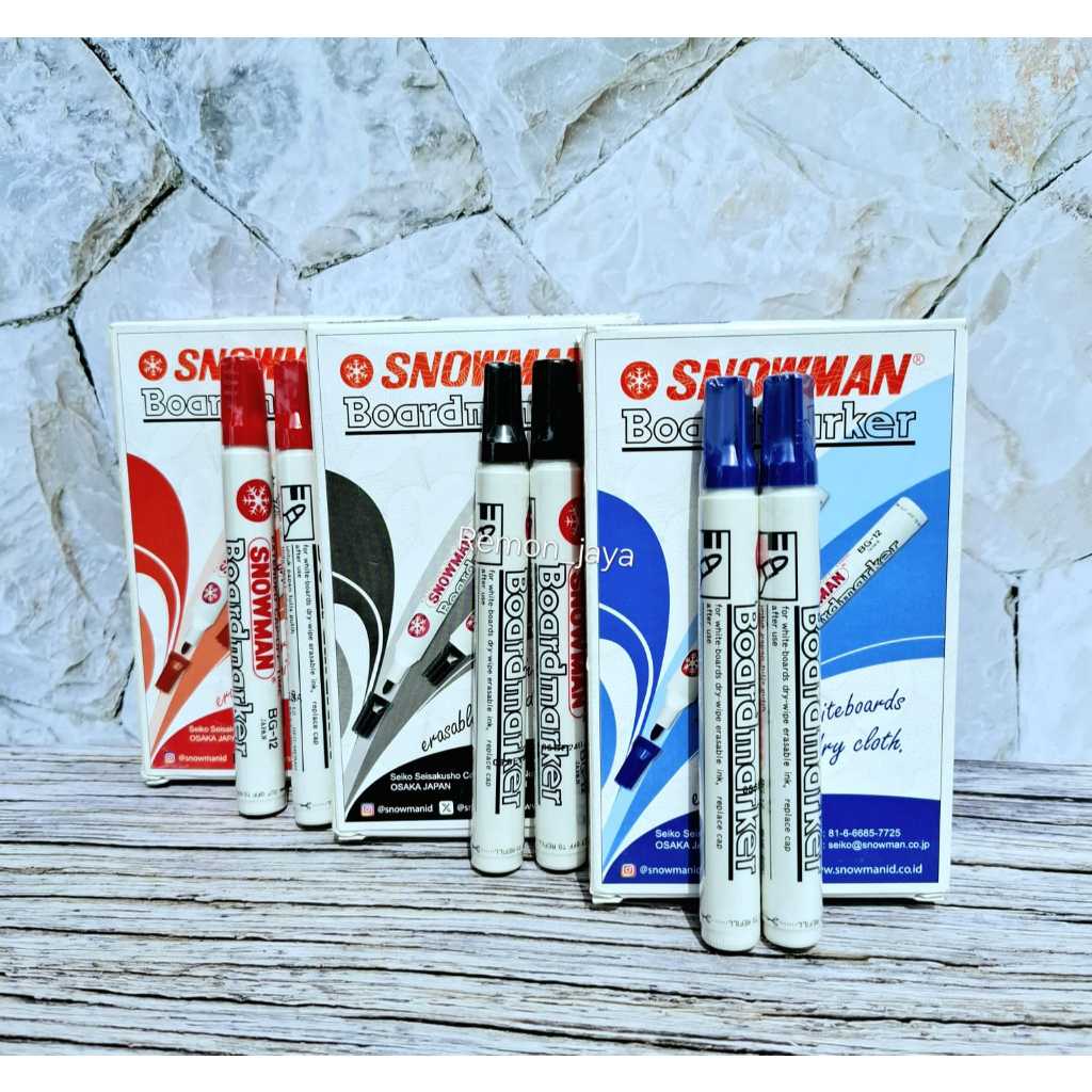 

(ENCER 3 /6 PCS)SPIDOL SNOWMAN WHITE BOARD MARKER BG-12 HITAM-MERAH-BIRU